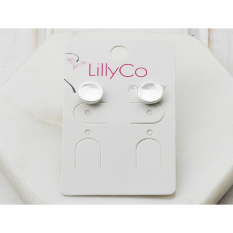 Pair of silver stud earrings with a matte finish and post fitting