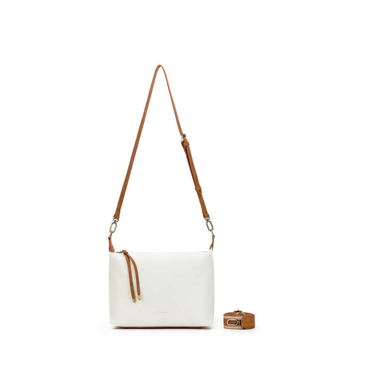 Medium black PU crossbody bag with antique gold hardware, zip closure and a detachable adjustable crossbody strap
