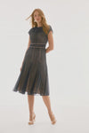 Giupure mesh fit flare dress