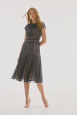 Giupure mesh fit flare dress