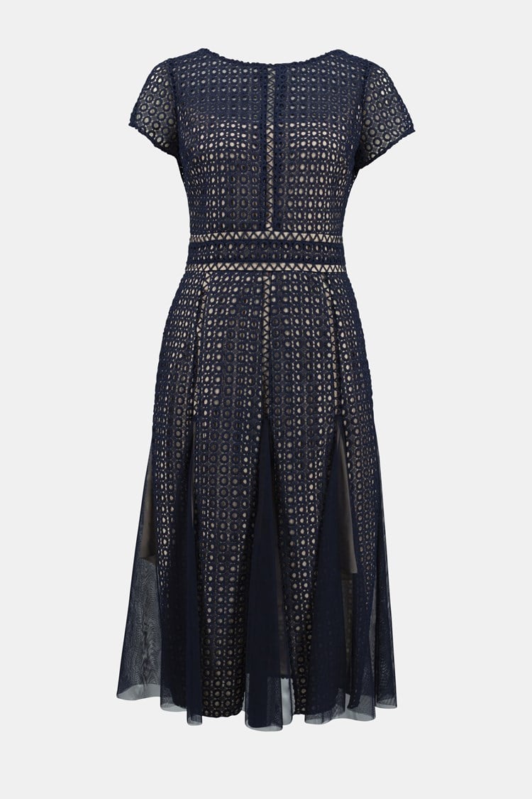 Giupure mesh fit flare dress