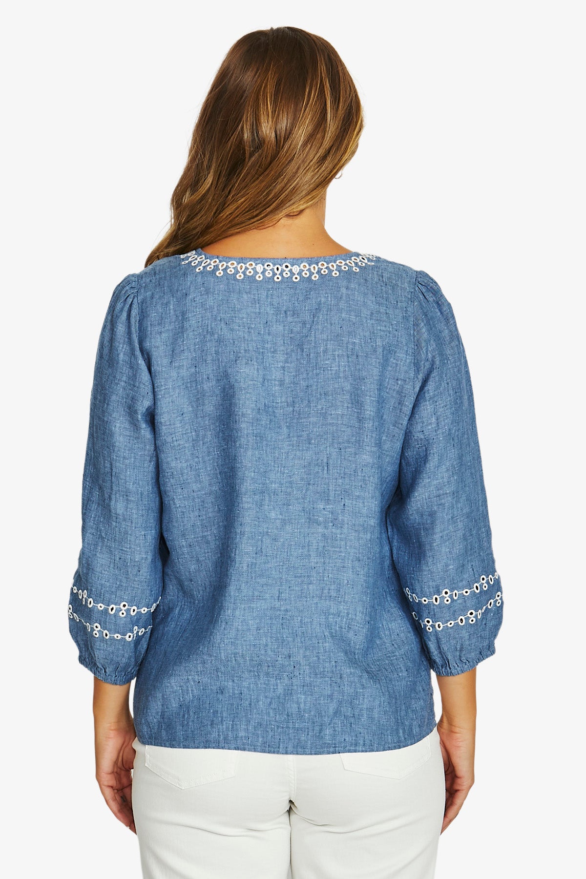 Contrast Eyelet Top
