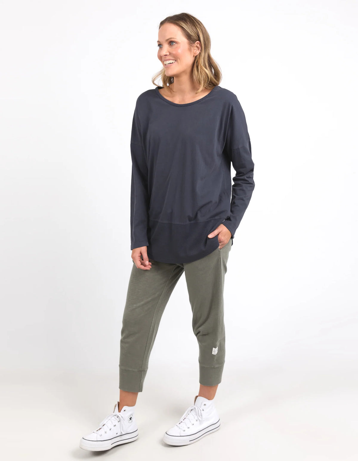 Ribbed long slv tee