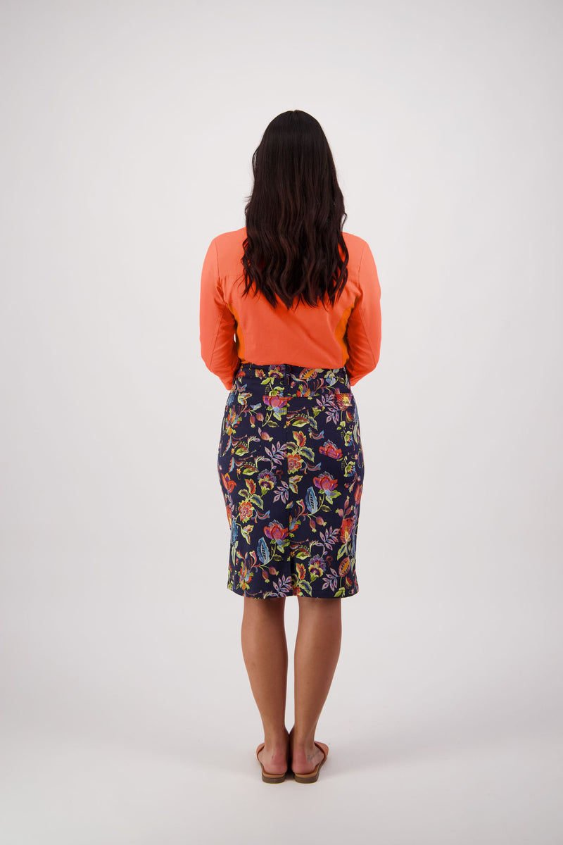 Printed skirt W/Fly