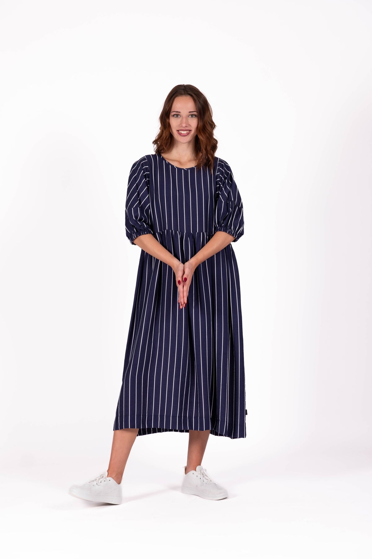 Brie Dress Linear Navy