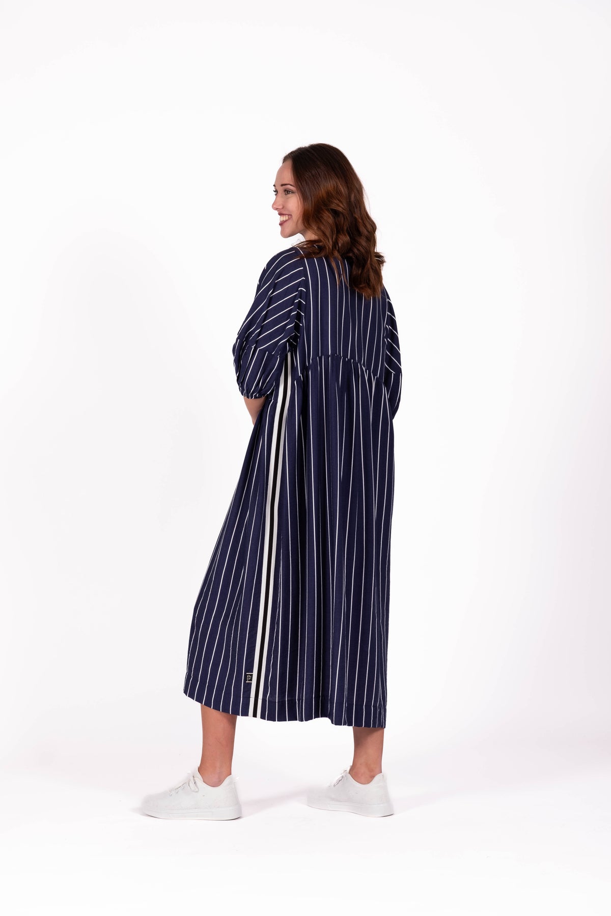 Brie Dress Linear Navy