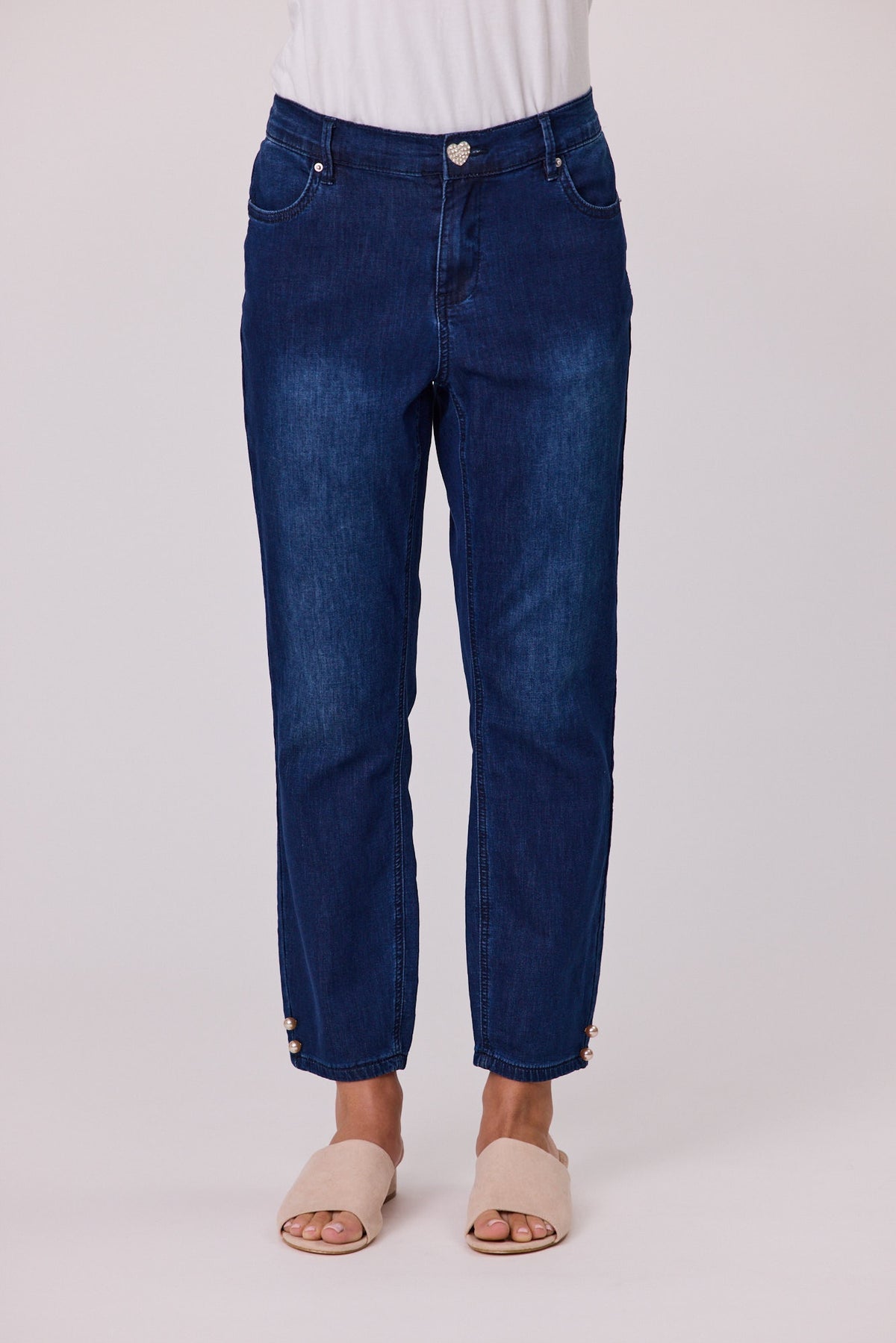 Knit Denim Pearl Trim