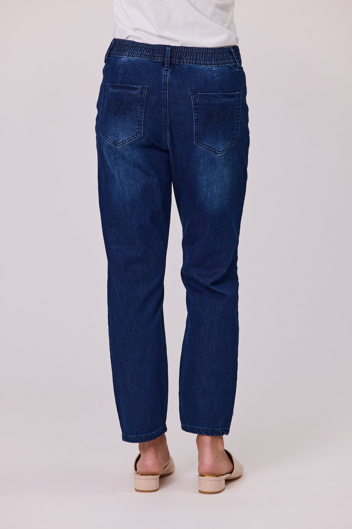 Knit Denim Pearl Trim