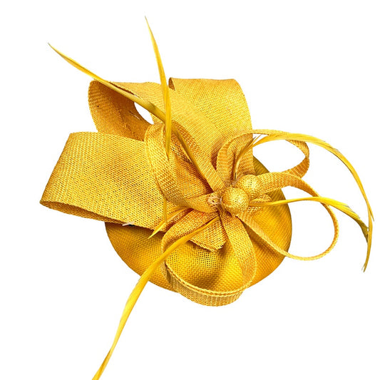 Elegant fascinator hair accessory with both a headband and a hair clip attached