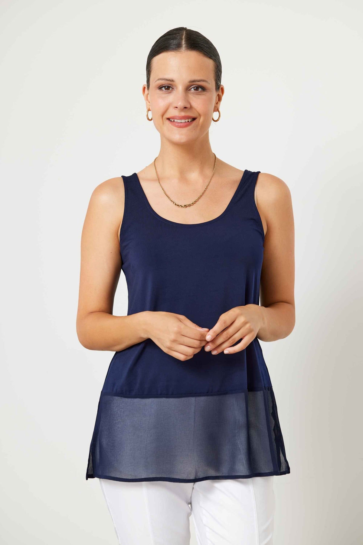 Chiffon Hem Long Singlet