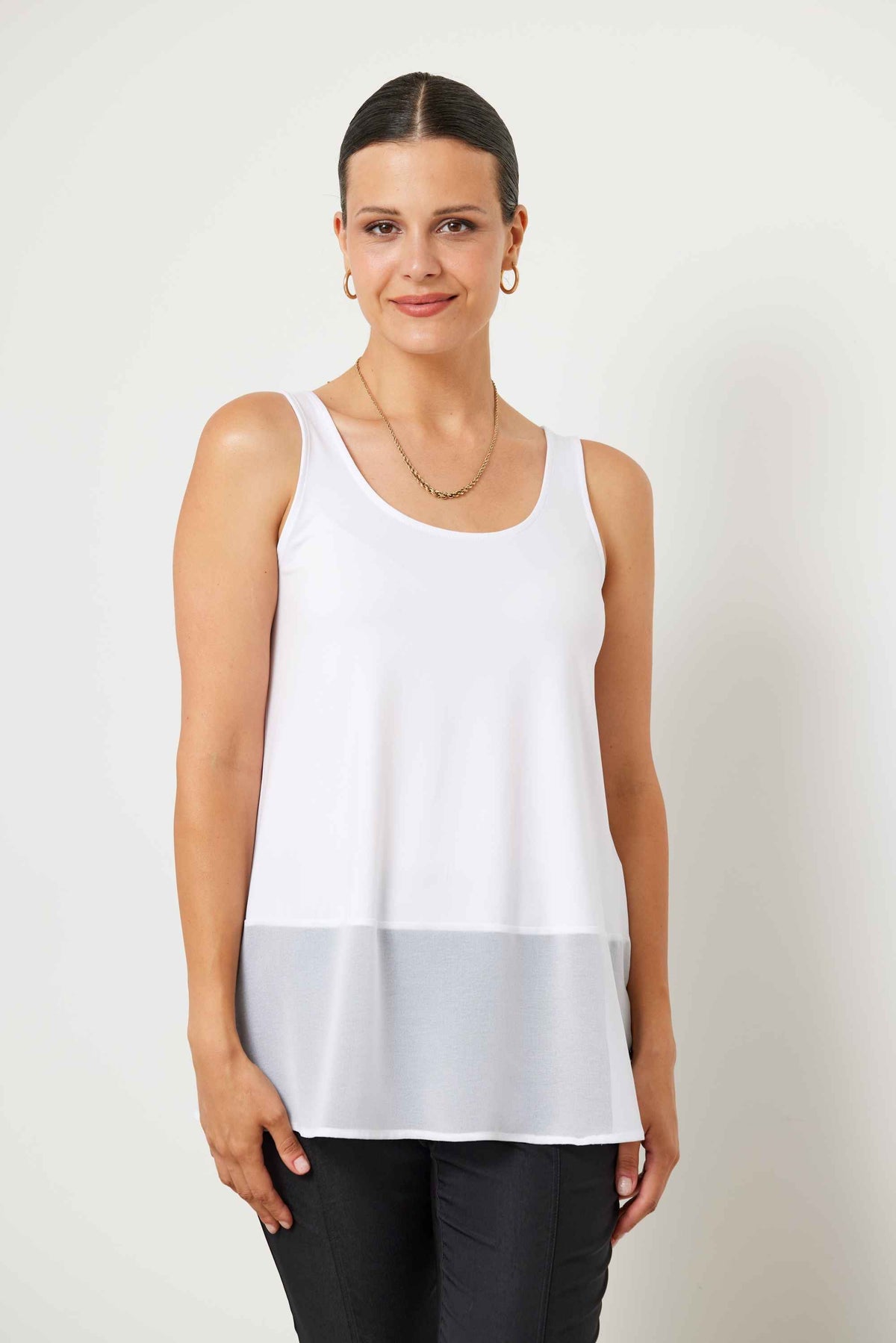 Chiffon Hem Long Singlet