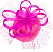 Autun hat fascinator with delicate embellishments and a classic silhouette, available in bright pink, blue, navy, cream, black and beige