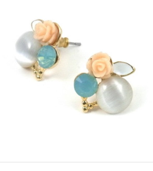 Enamel Pearl  Earrings
