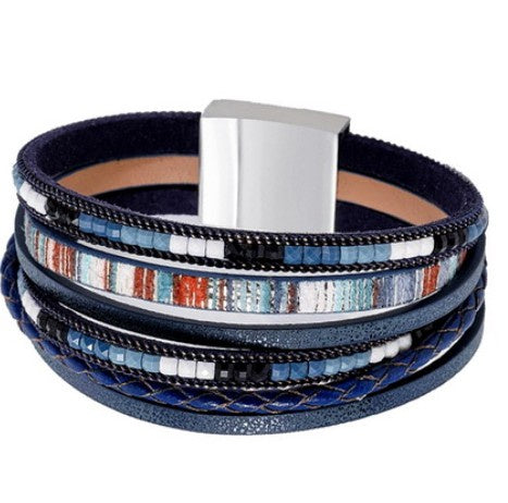 Braided Bead Bracelet Blue