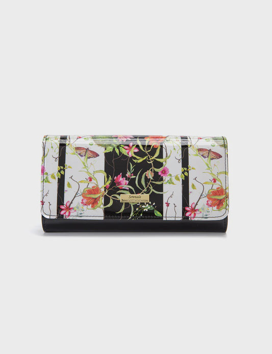 Anthea large patent leather wallet by Serenade Leather with light gold metal fittings