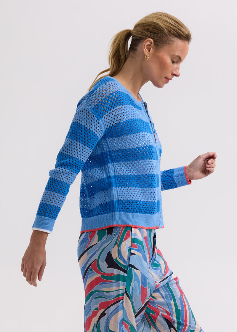 Pointelle Zip Cardi