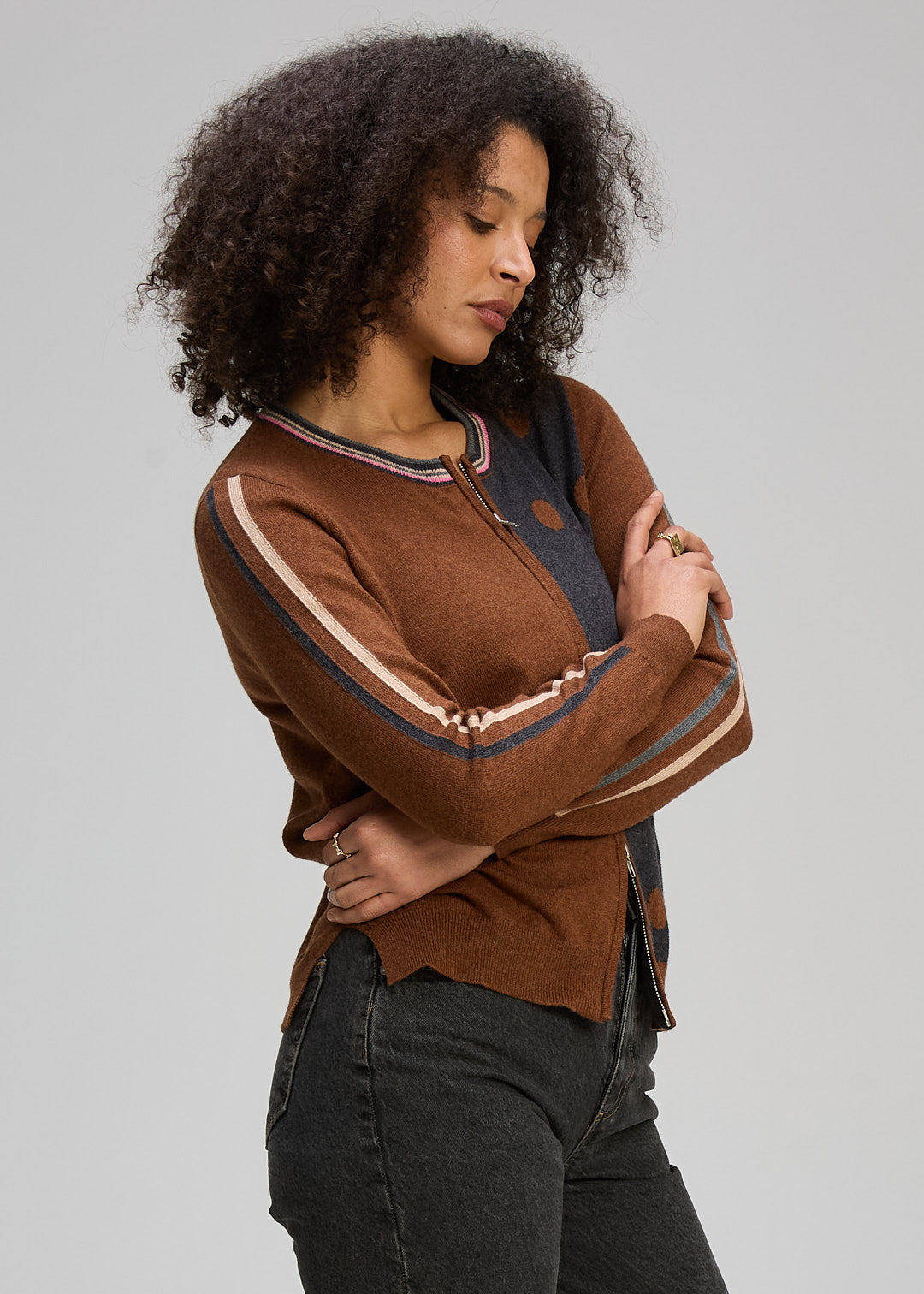Stripe Spot Zip Up