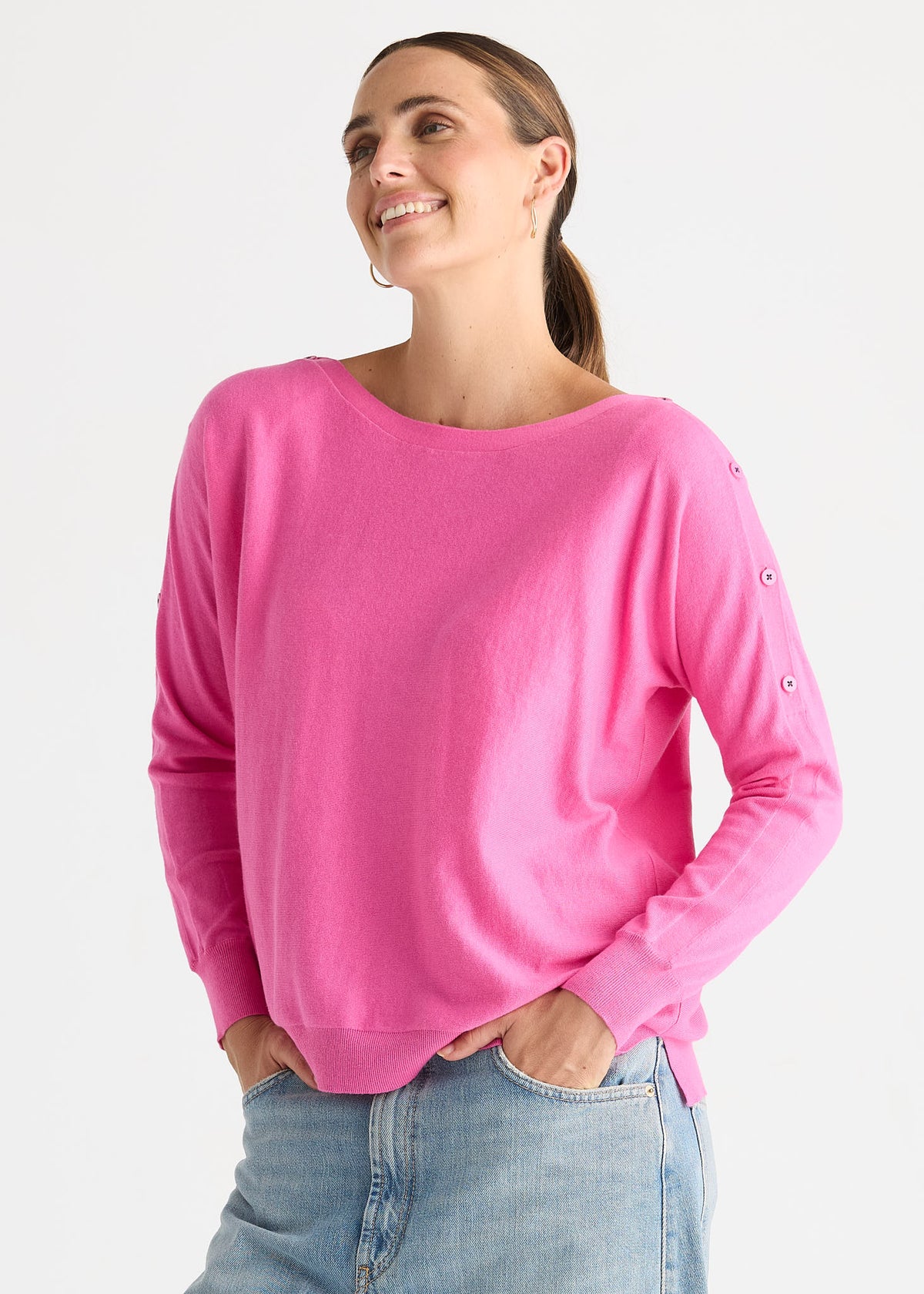 Button Boat Neck
