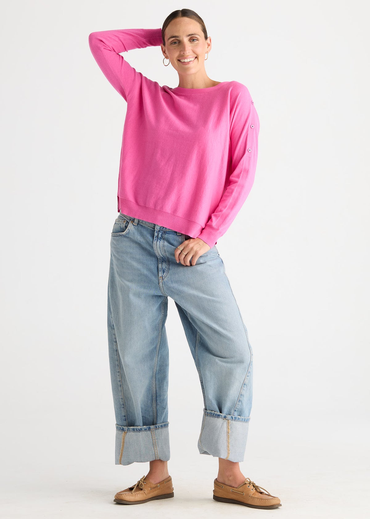 Button Boat Neck