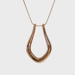 Rose gold open teardrop pendant necklace on a delicate chain