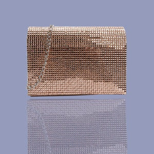 Bronze and rosegold sparkle fold over evening bag with an optional chain