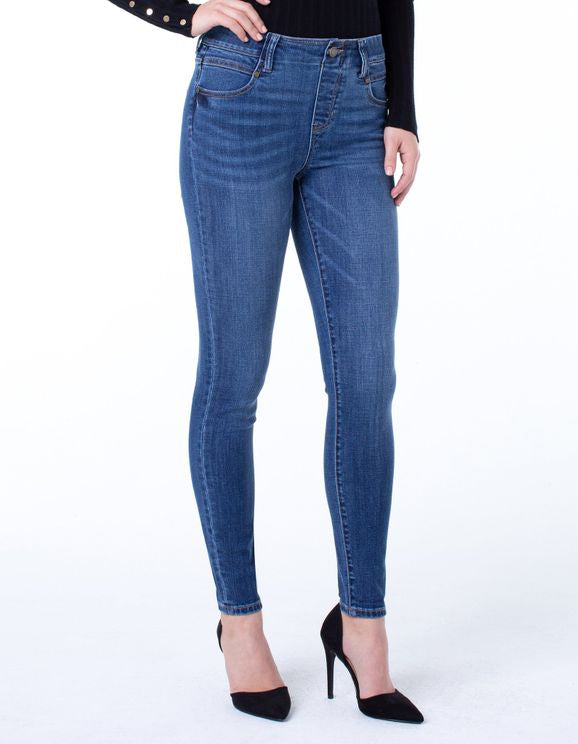 Liverpool Gia Skinny mid-rise stretch denim jeans in Cartersville, with 5-pocket styling, belt loops and a working button
