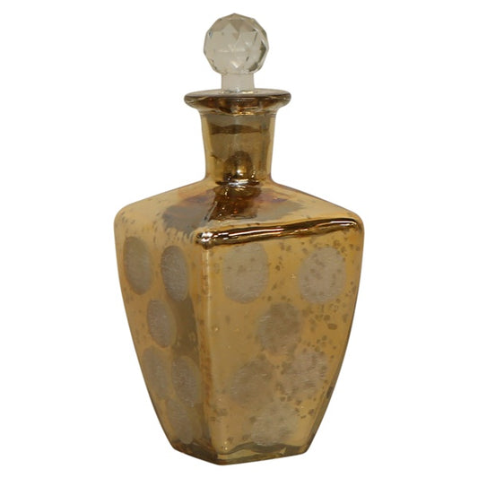 Flared perfume bottle with a gold lustre finish, widening towards the top, shown as a giftware piece