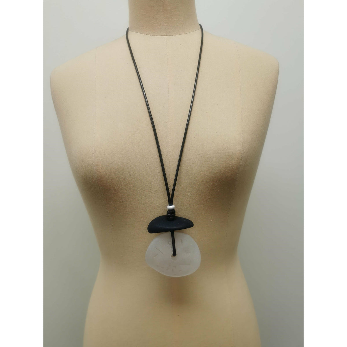 Jellicoe clear stone necklace with clear and grey stones on a chain