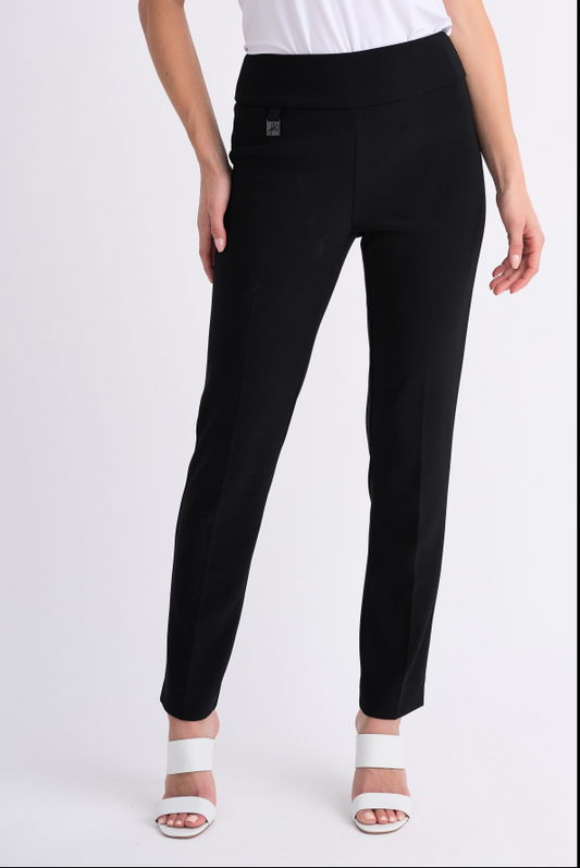 Black Midnight tailored dress pants from Joseph Ribkoff with clean, sharp lines and a long, straight leg