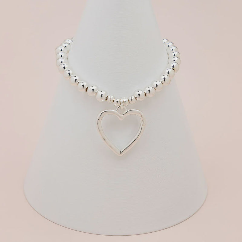 Silver Bead & Heart