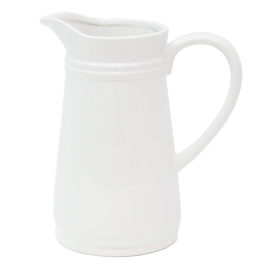 Classic white jug by Le Forge with a simple, smooth shape, photographed as a piece of giftware