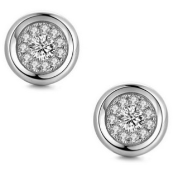 Pair of silver circle earrings set with sparkling crystals, shown from the Crystal Circle collection by Sun Accessories Australia