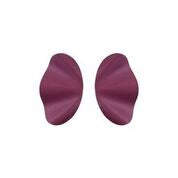 Pair of handmade ruffle stud earrings in navy and malbec by Melody Nelson