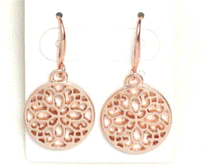 Pair of matt scroll drop earrings on hook fittings, shown against a plain background