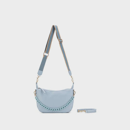 Adele handbag in premium PU with antique gold hardware, zip closure and an adjustable PU and cotton strap